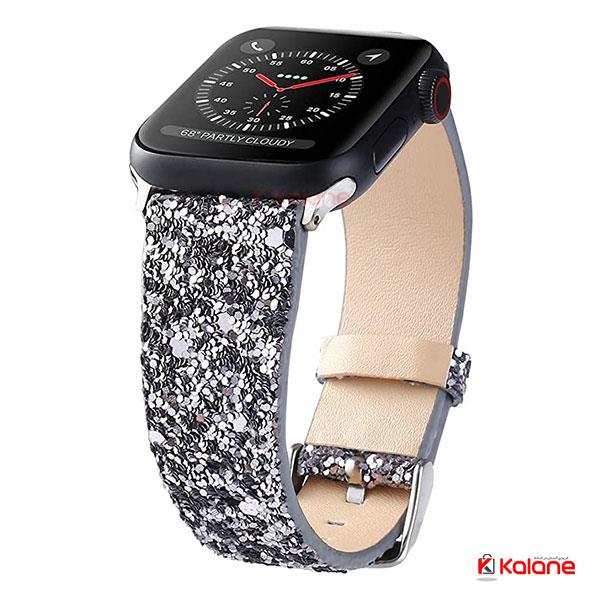 بند چرمی ساعت هوشمند Apple Watch 44mm مدل Shiny Bling
